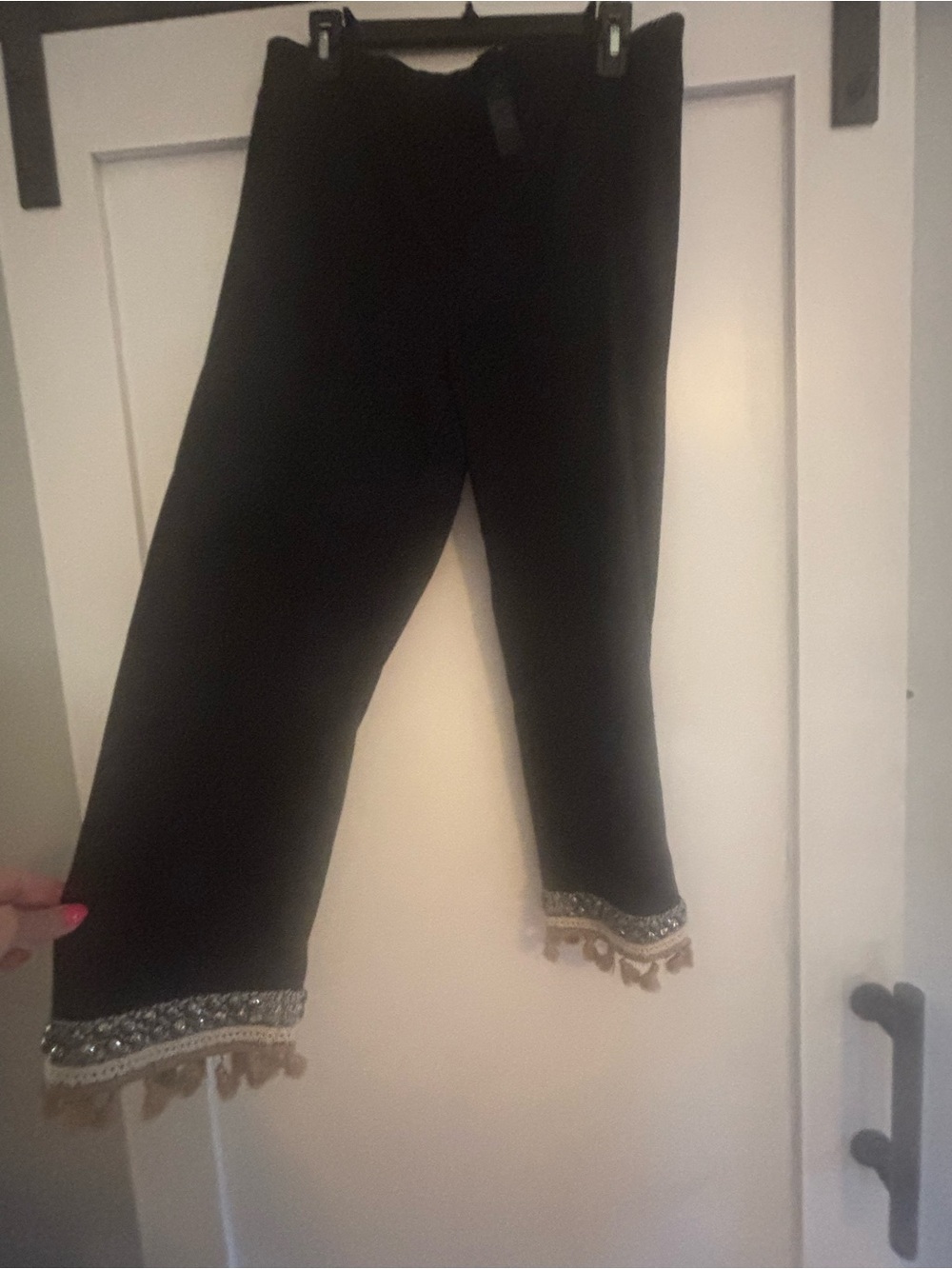 Chico's So Slimming Black Cropped Pants with Chain Detail Size 2.5 Chico’s